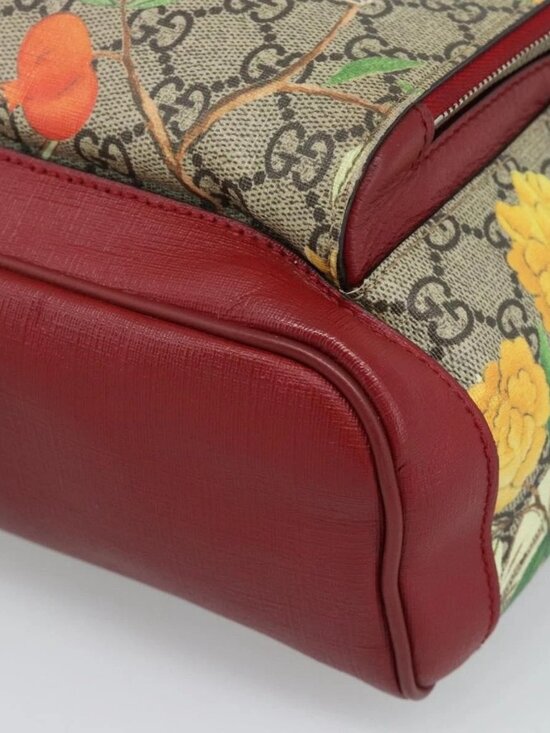 GUCCI GG Supreme Web Sherry Line Tian Backpack PVC Beige 427042 Auth main image 14